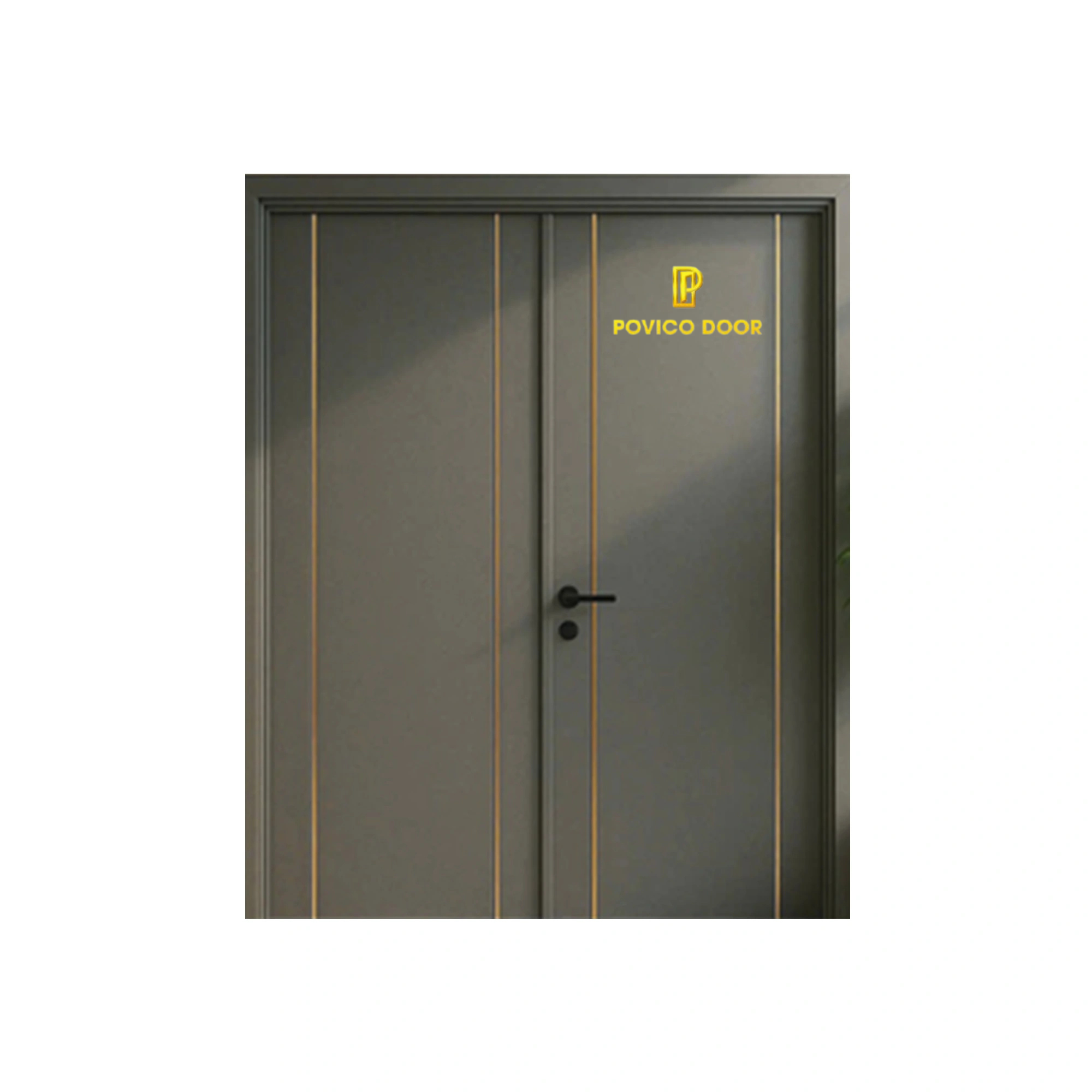 Cửa trang trí hai cánh phào chỉ nổi PVC-402